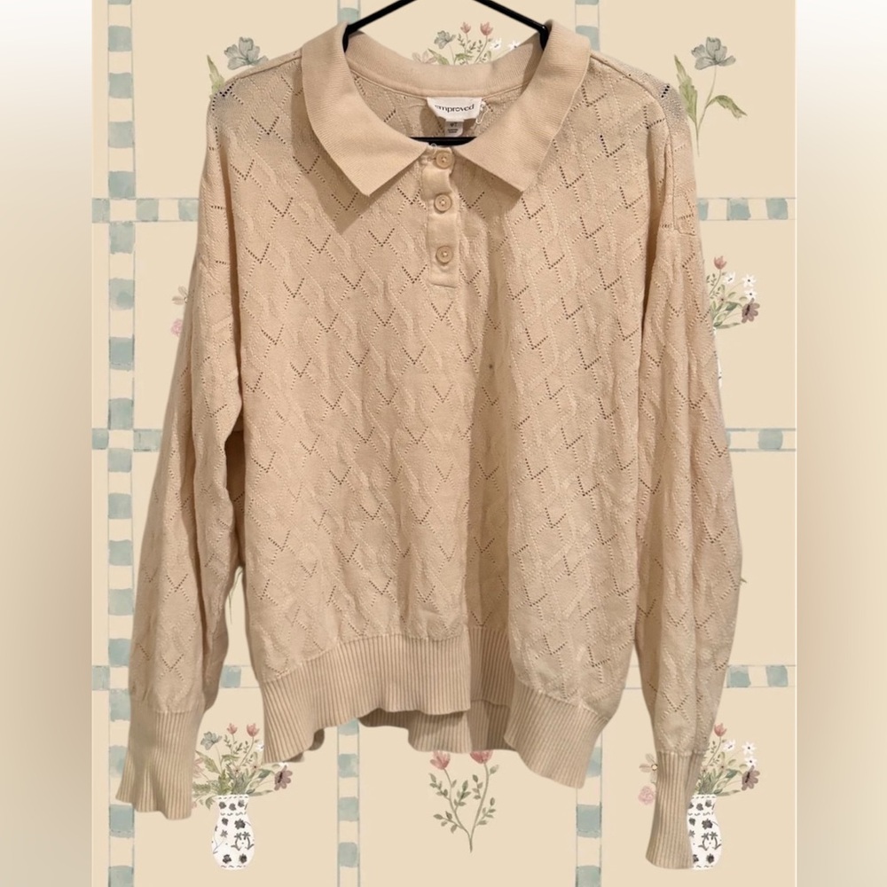 2 for 15$! 🌼 Beige Button Down Knit Shirt 🐰